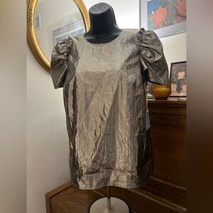 CeCe Shimmering Bronze Puff Sleeve Blouse